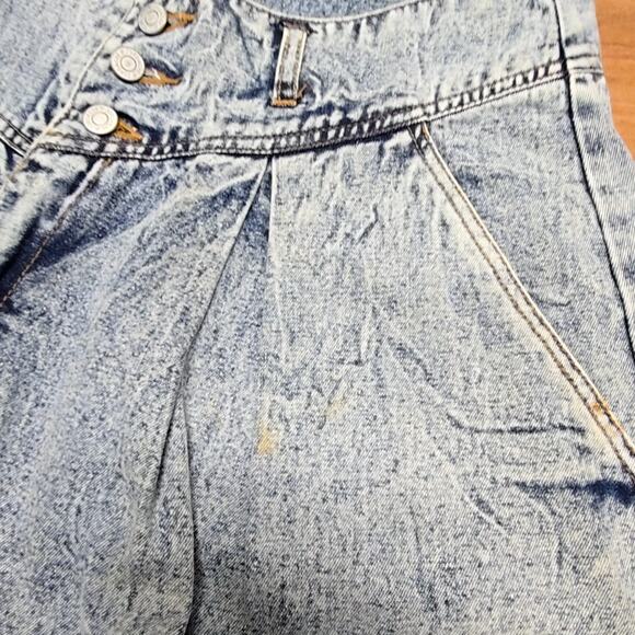 Vintage Acid Wash Denim Shorts Pleated High Waist Womens 12 Juniors 13/14 - Picture 5 of 15